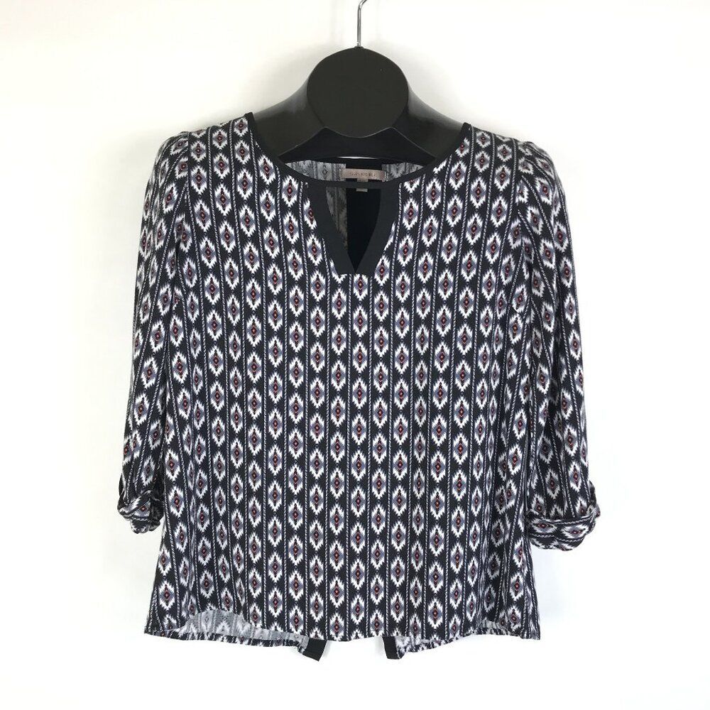 Skies Are Blue Geometric Print Blouse Women's Size Small Career Casual Spring